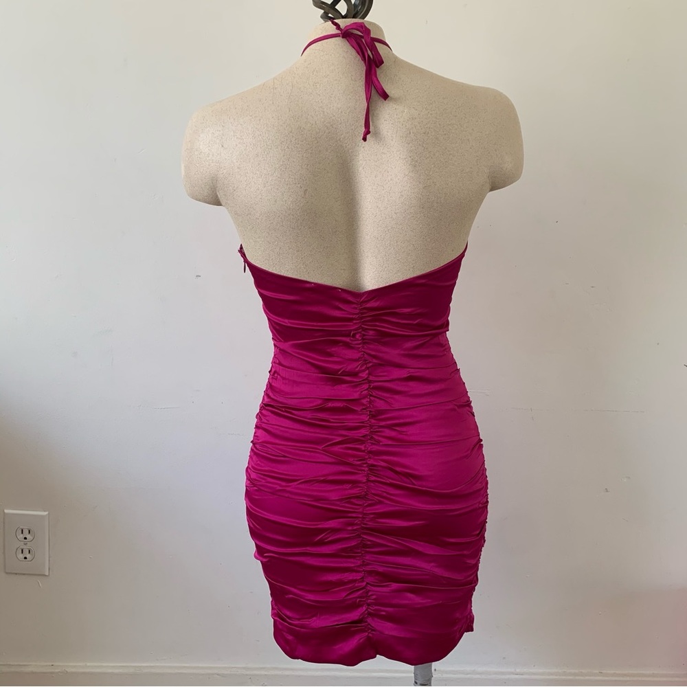 Dolls Kill Hot Pink Satin Cutout Mini Dress S - Picture 5 of 7
